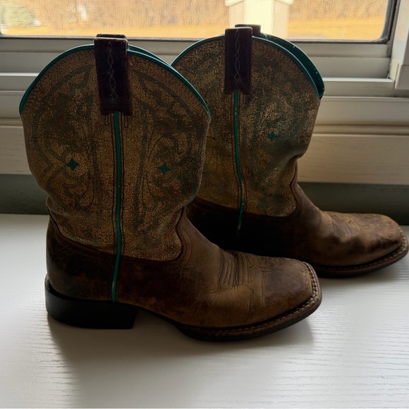 Ariat Youth Cowboy Boots Size 5 Fits Women’s 7 Brown Western Boots - Picture 3 of 12